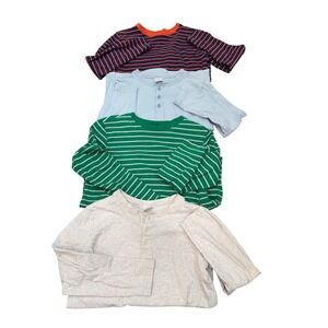 Hanna Andersson Boys Long Sleeve Shirt Bundle 4 Pack Henley Striped Size 10